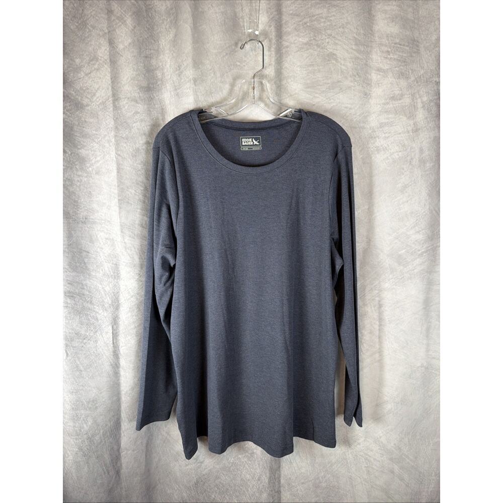 Eddie Bauer Fav Crew Neck Tee Blue Long Sleeve Size 2X NWT - Picture 2 of 6